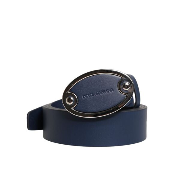 Dolce & Gabbana Oval Buckle Leather Belt Men Blue Belts